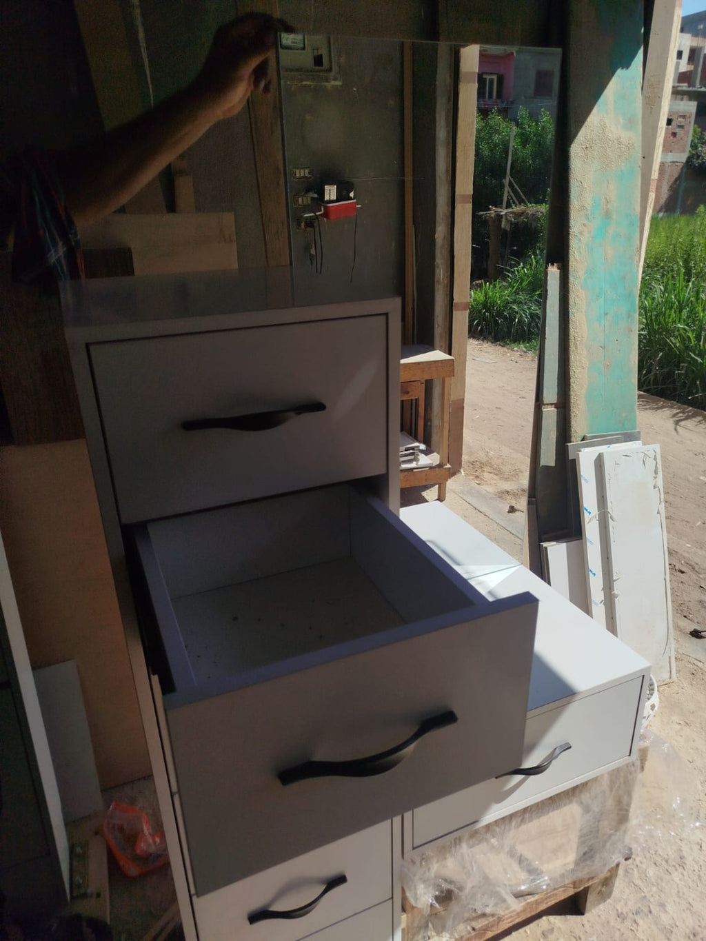 Custom Drawers Vanity white MDF vanity close view