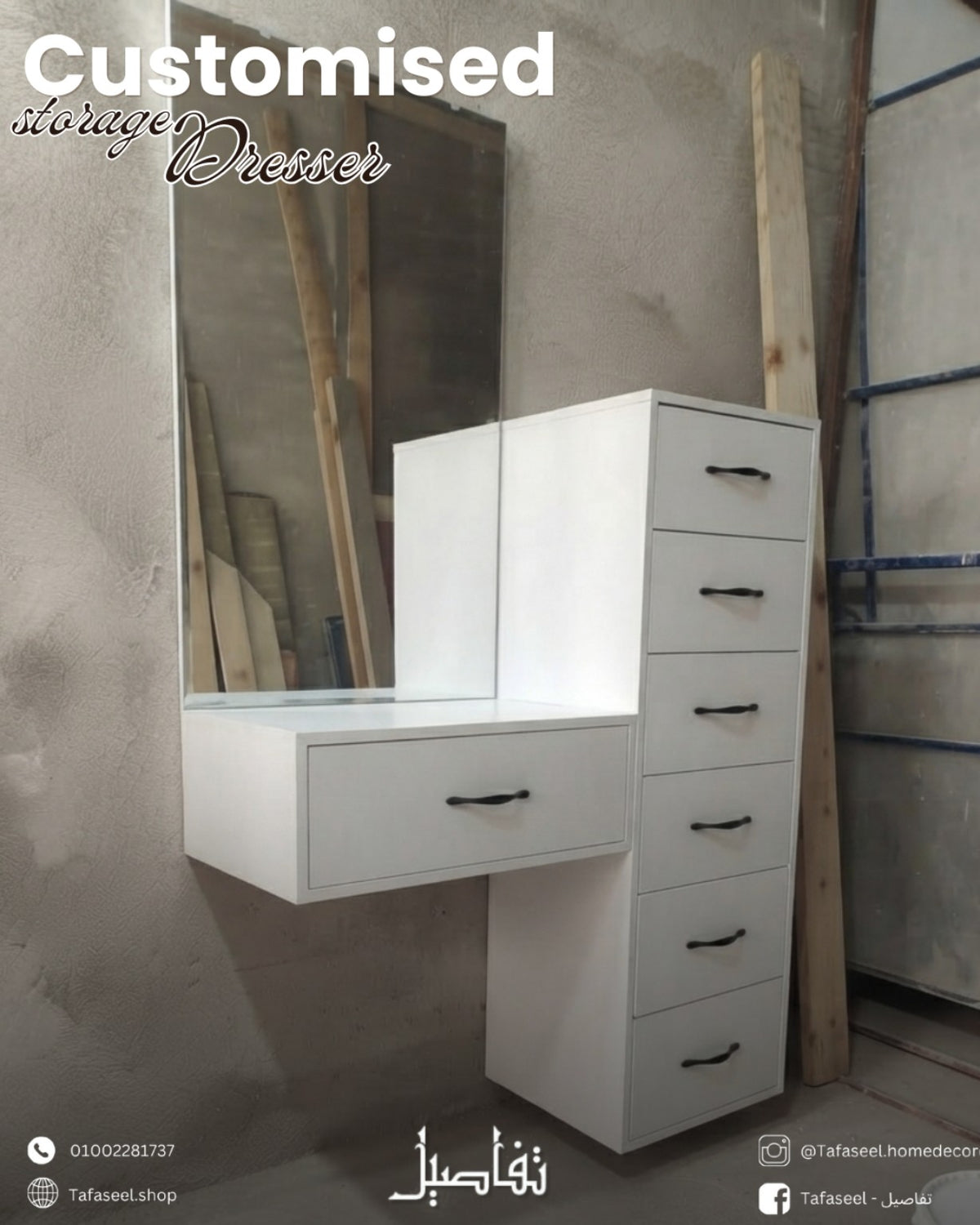 Custom Drawers Vanity white MDF vanity alternate view