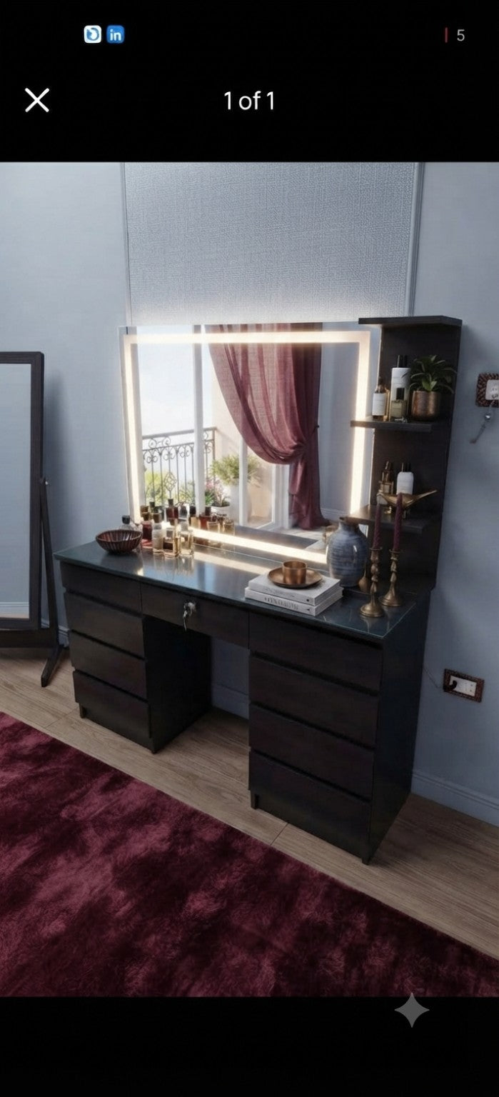 Lumière Vanity – black finish with LED mirror