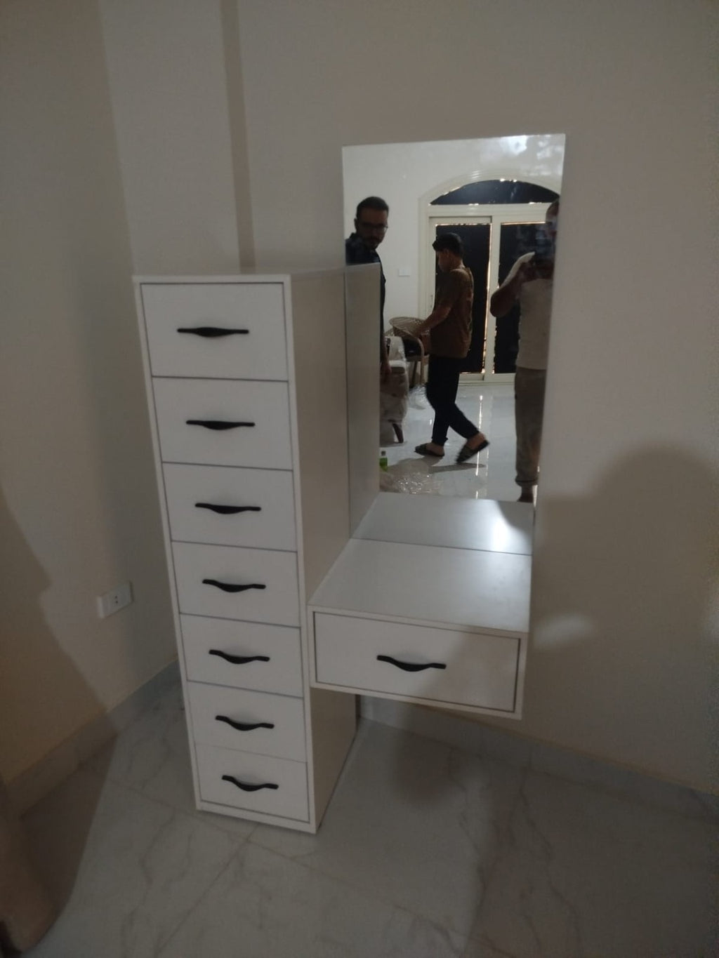 Custom Drawers Vanity white MDF vanity with mirror