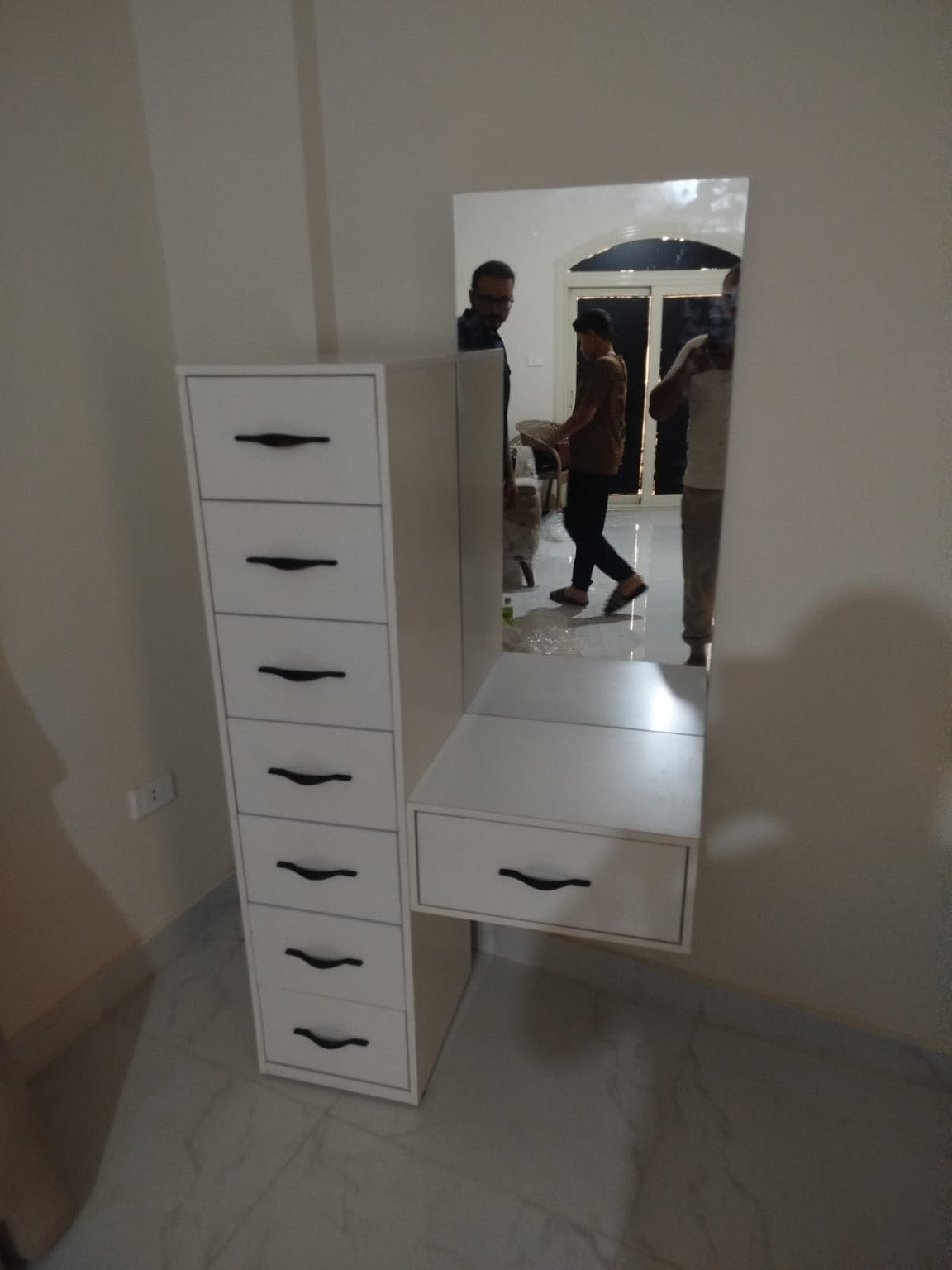 Custom Drawers Vanity white MDF vanity with mirror