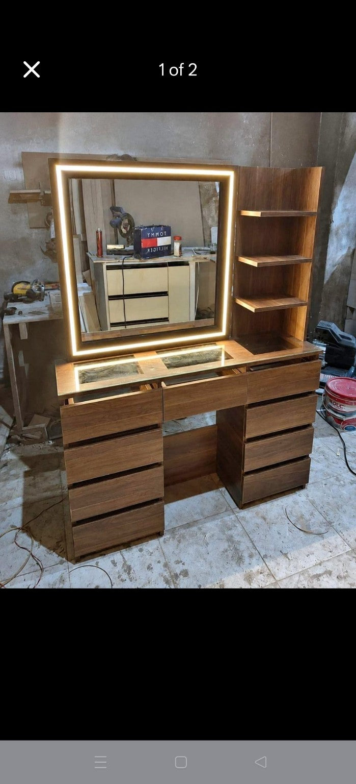 Lumière Vanity – dark wood LED mirror vanity