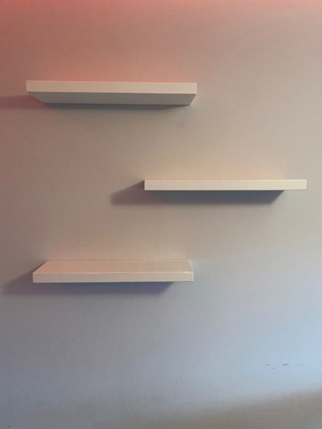 Floating shelves in white finish