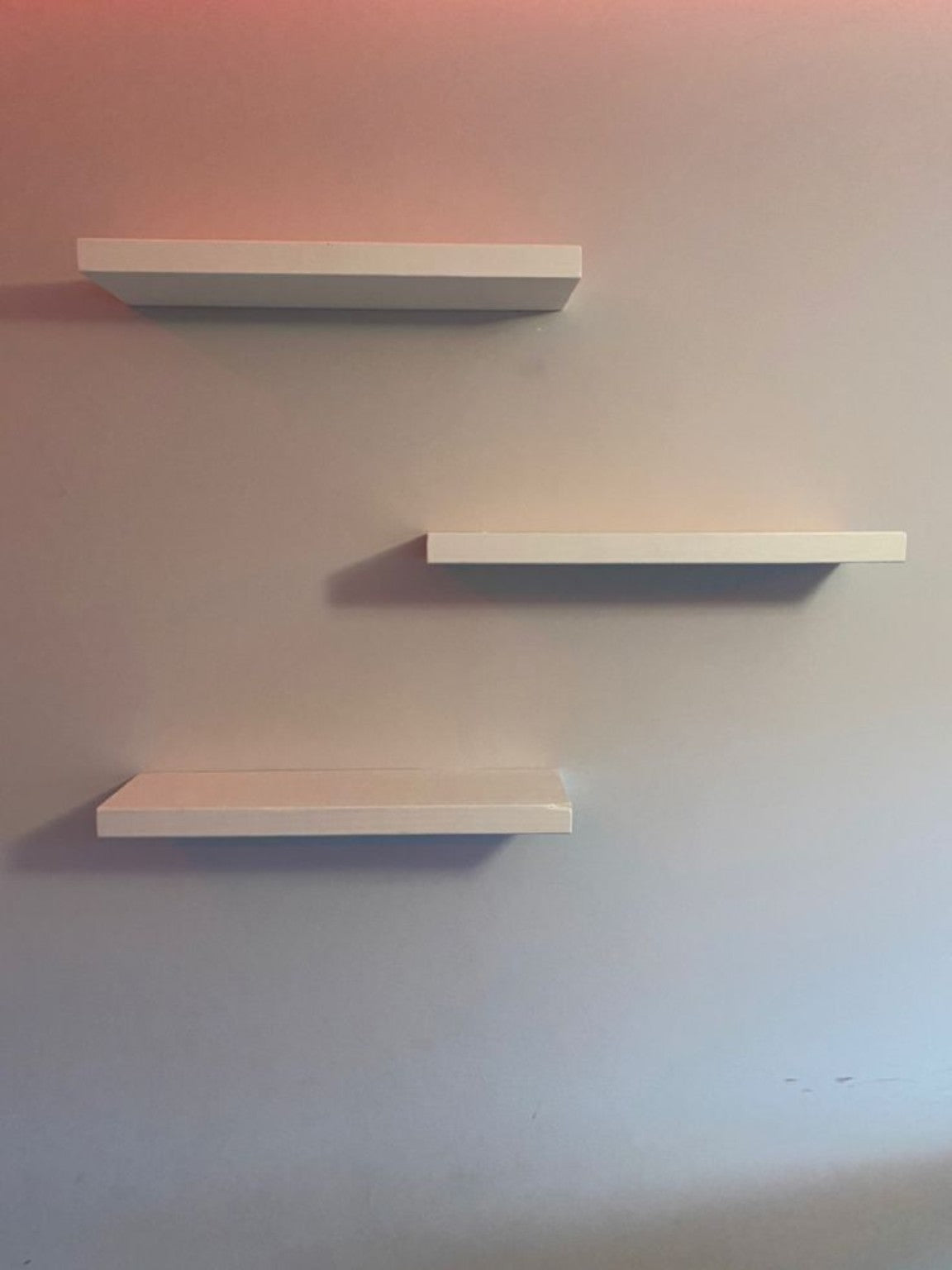 Floating shelves in white finish