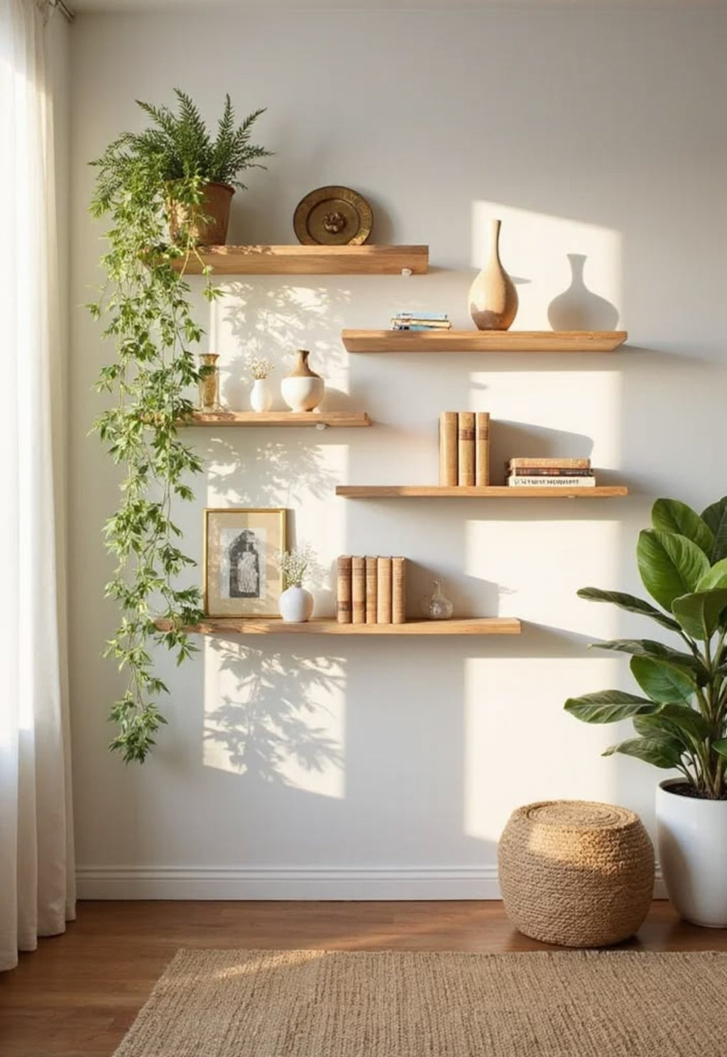Minimal floating wall shelves