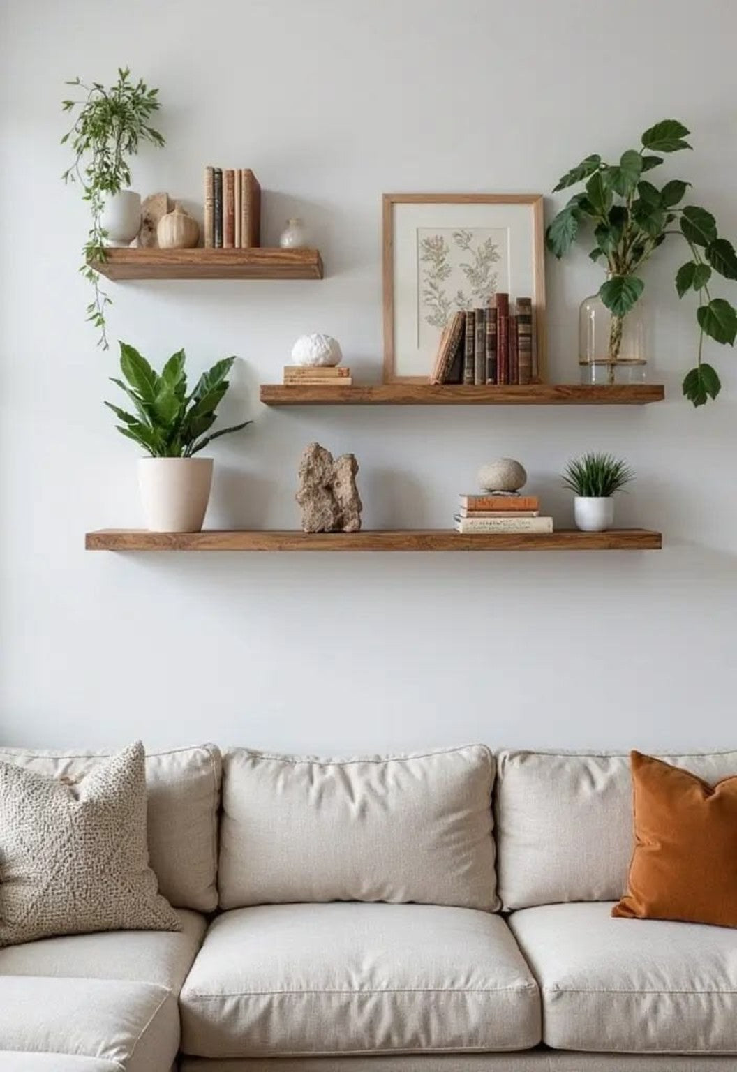 Floating Wall Shelves styled with decor