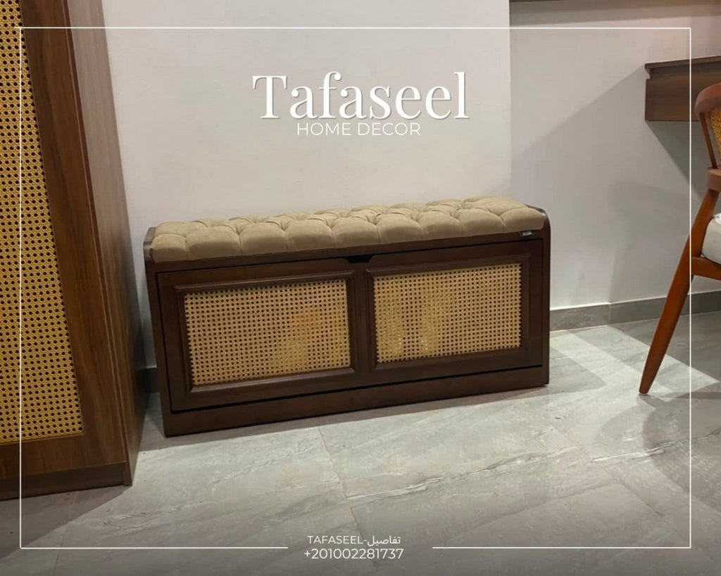 Ratan Panket & Shoe Storage with two rattan front panels