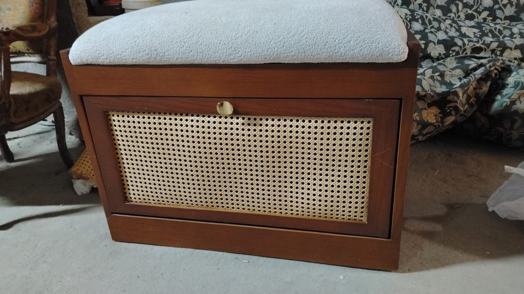 Ratan Panket & Shoe Storage front detail with rattan cane