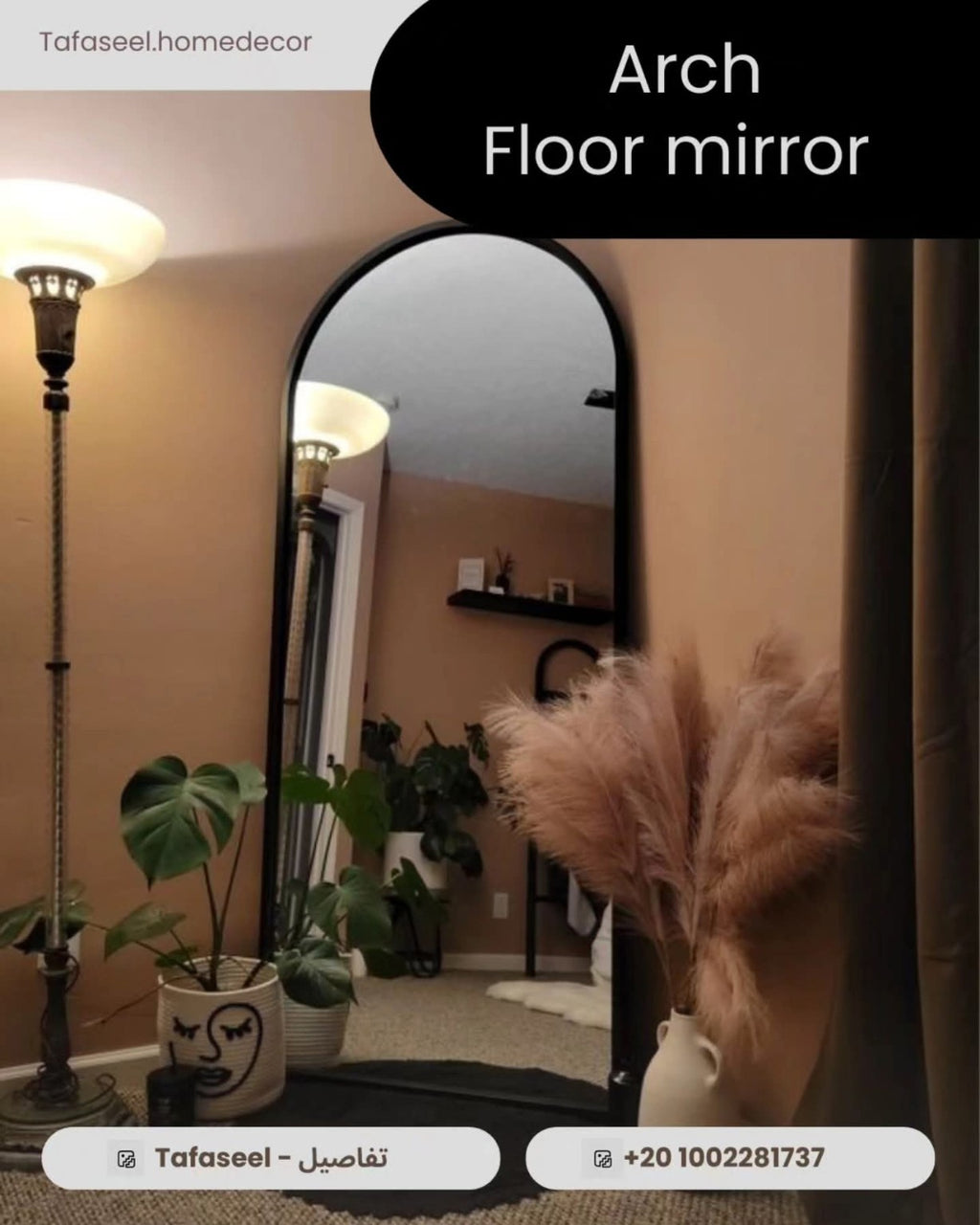 Timeless ARCH MIRROR black frame floor mirror