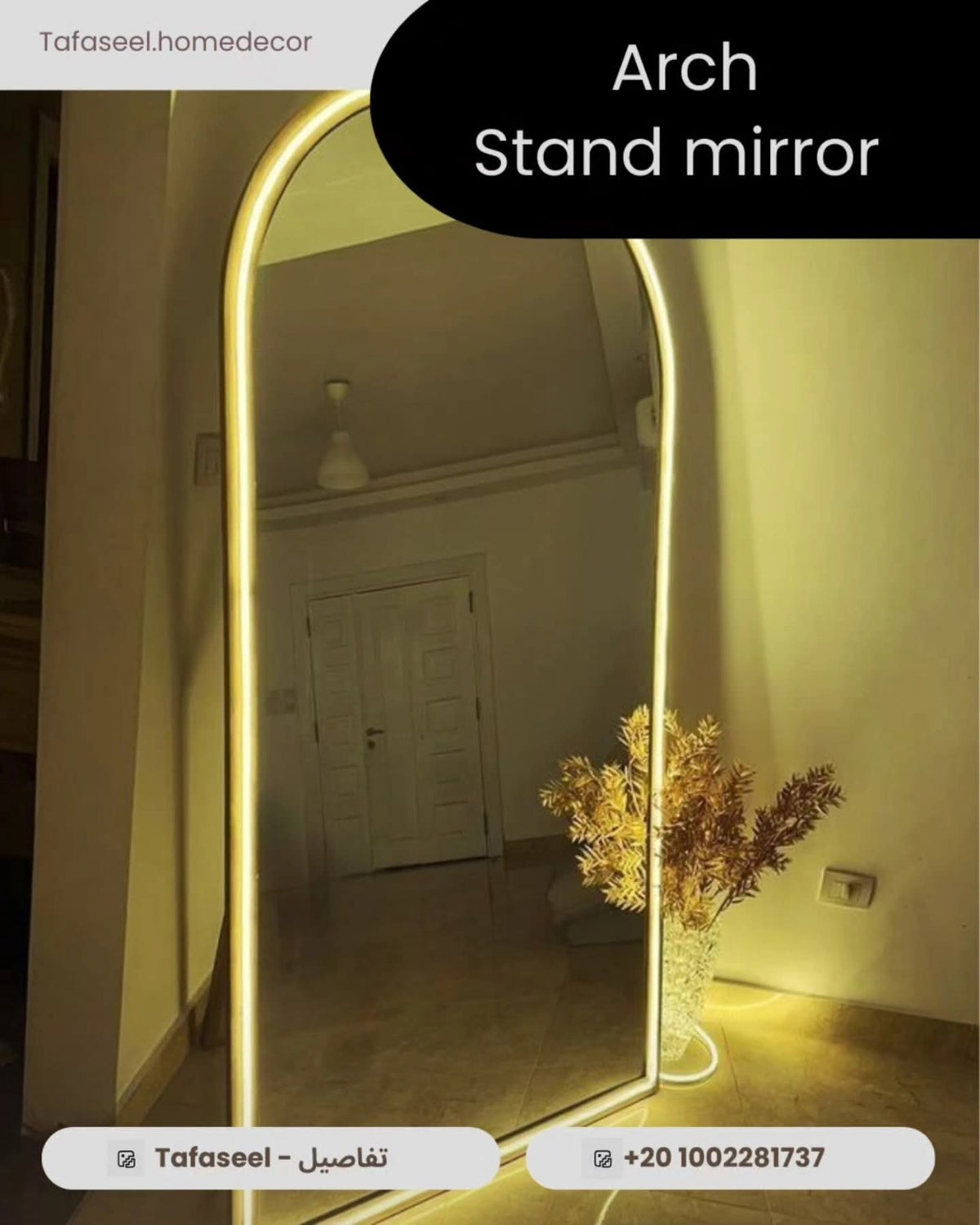 Timeless ARCH MIRROR arched LED stand mirror