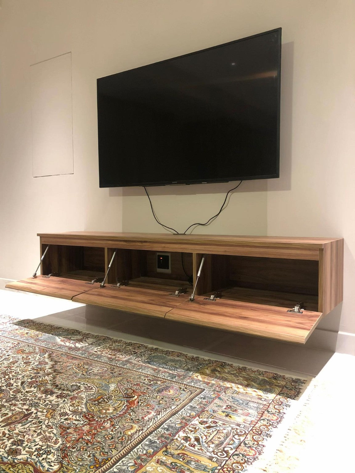 Plain TV Unit natural wood finish - Tafaseel Home Decor