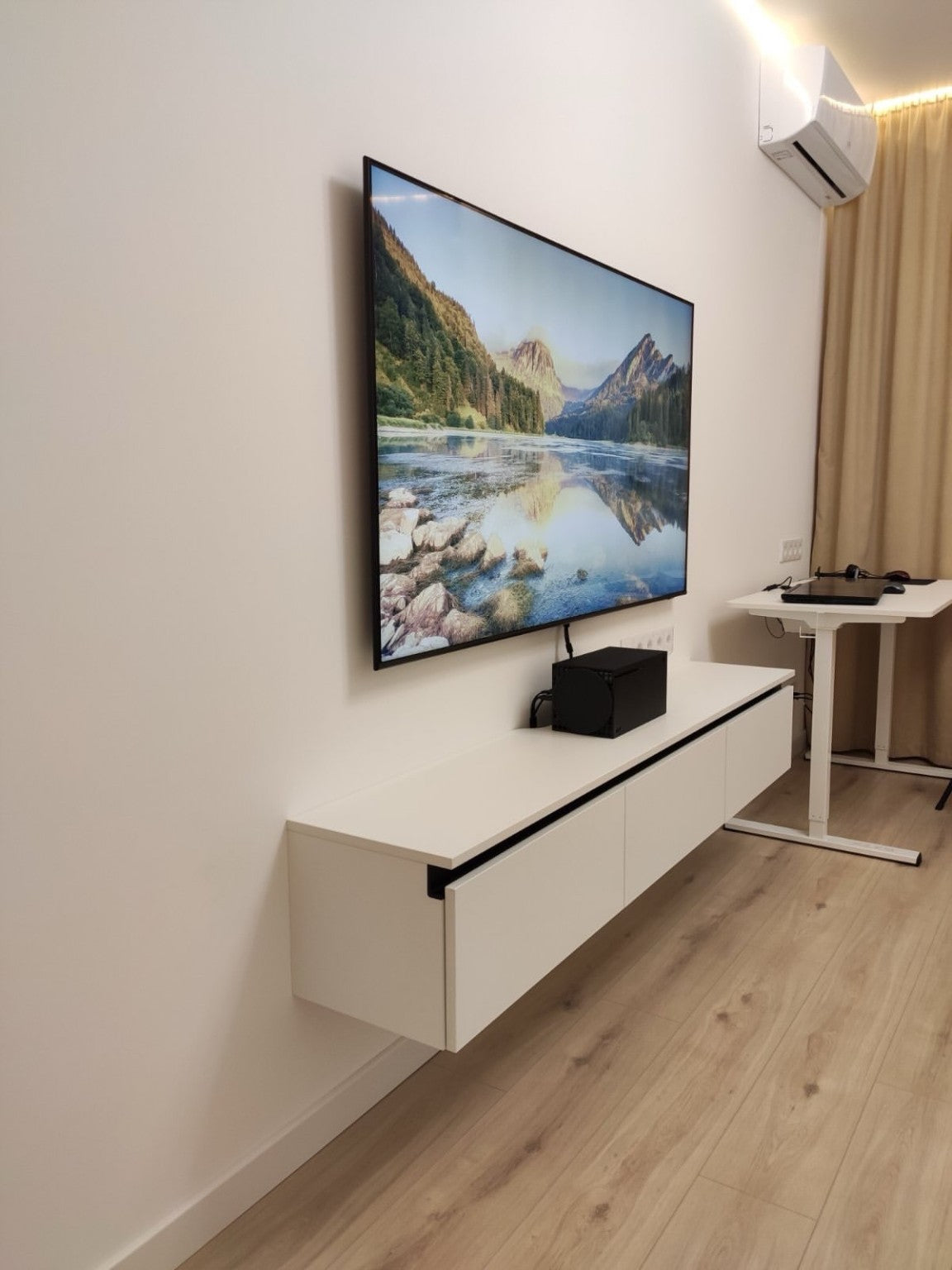 Plain TV Unit white wall mounted - Tafaseel Home Decor