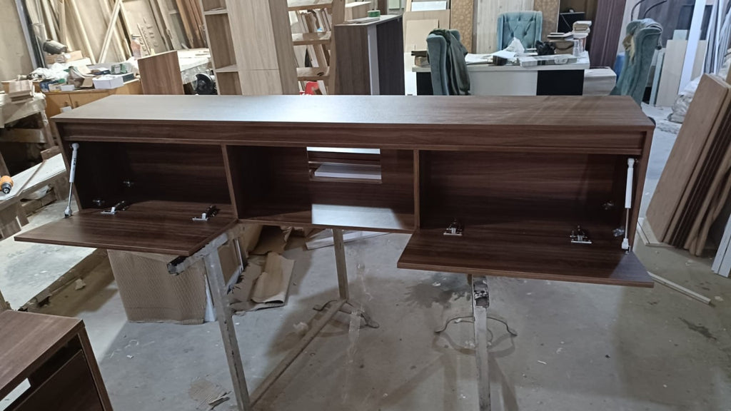 Plain TV Unit open doors detail - Tafaseel Home Decor