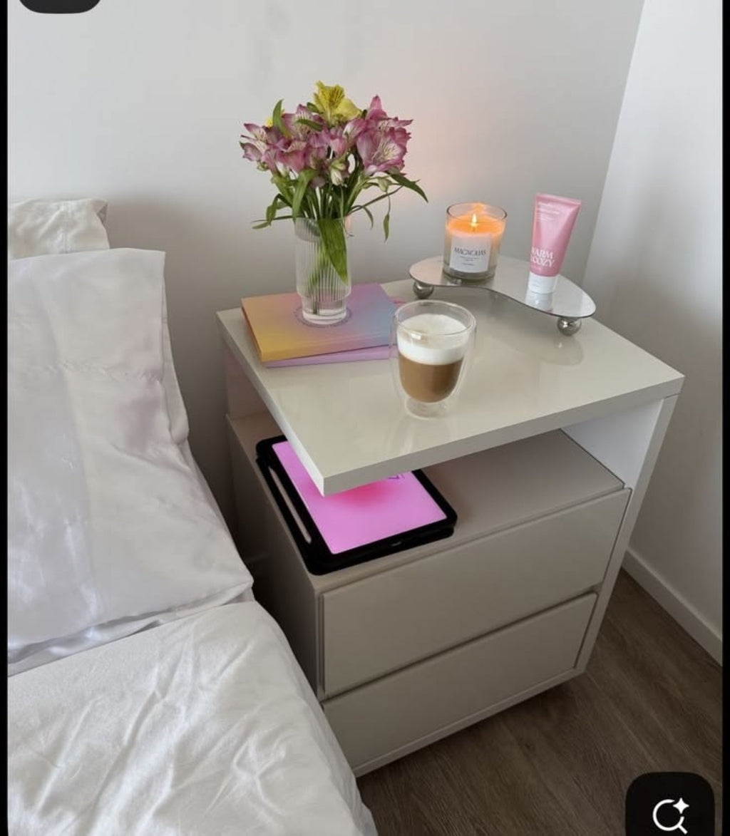 C Comode styled as a bedside table by Tafaseel Home Decor