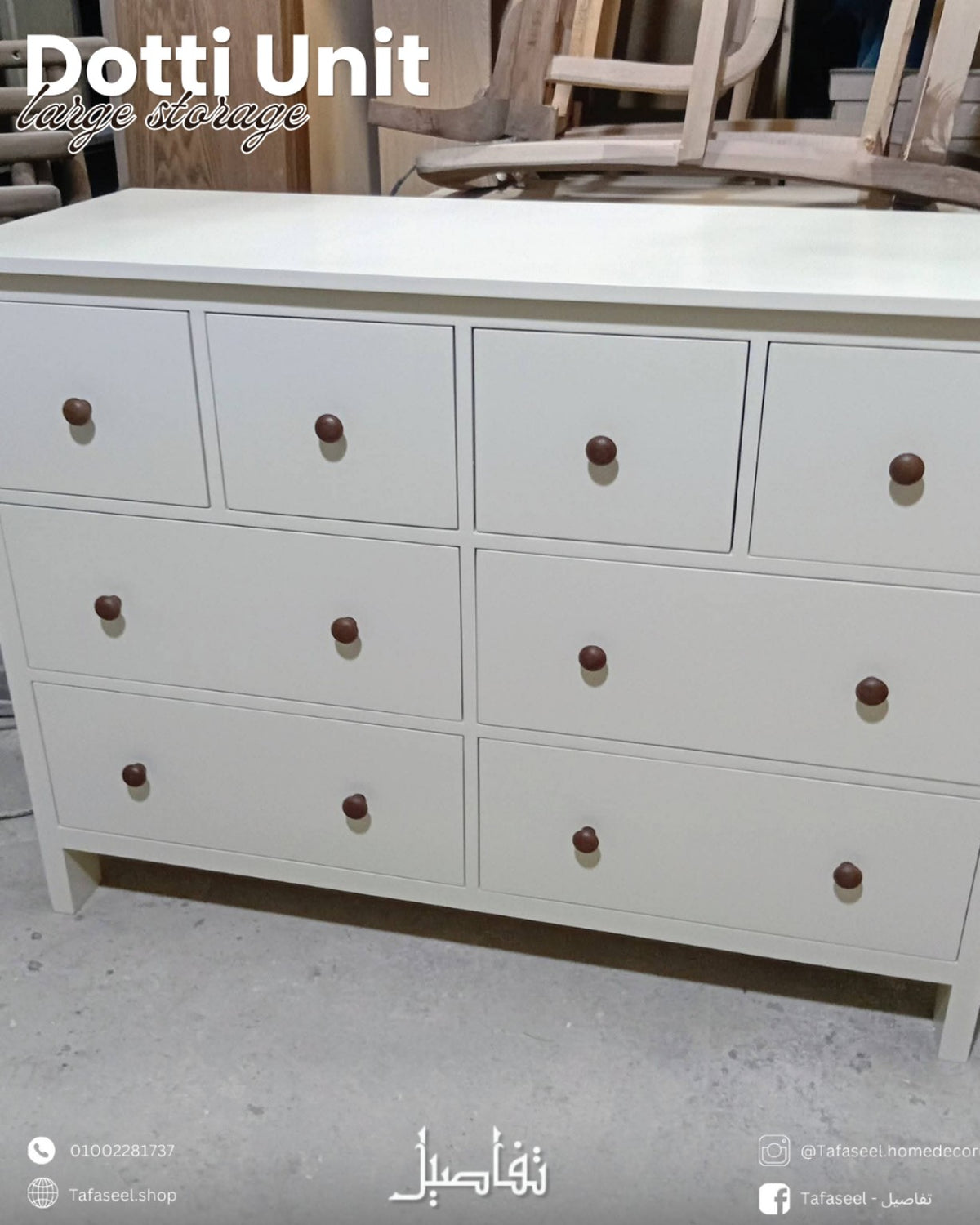 Dotti Unit large storage drawer unit in white by Tafaseel Home Decor