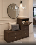 Entrance Cabinet with shoe storage and round mirror by Tafaseel Home Decor