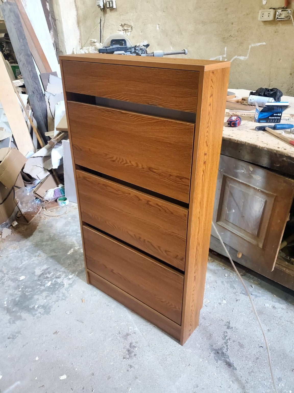 Essential Extra Storage Shoe Cabinet in dark wood