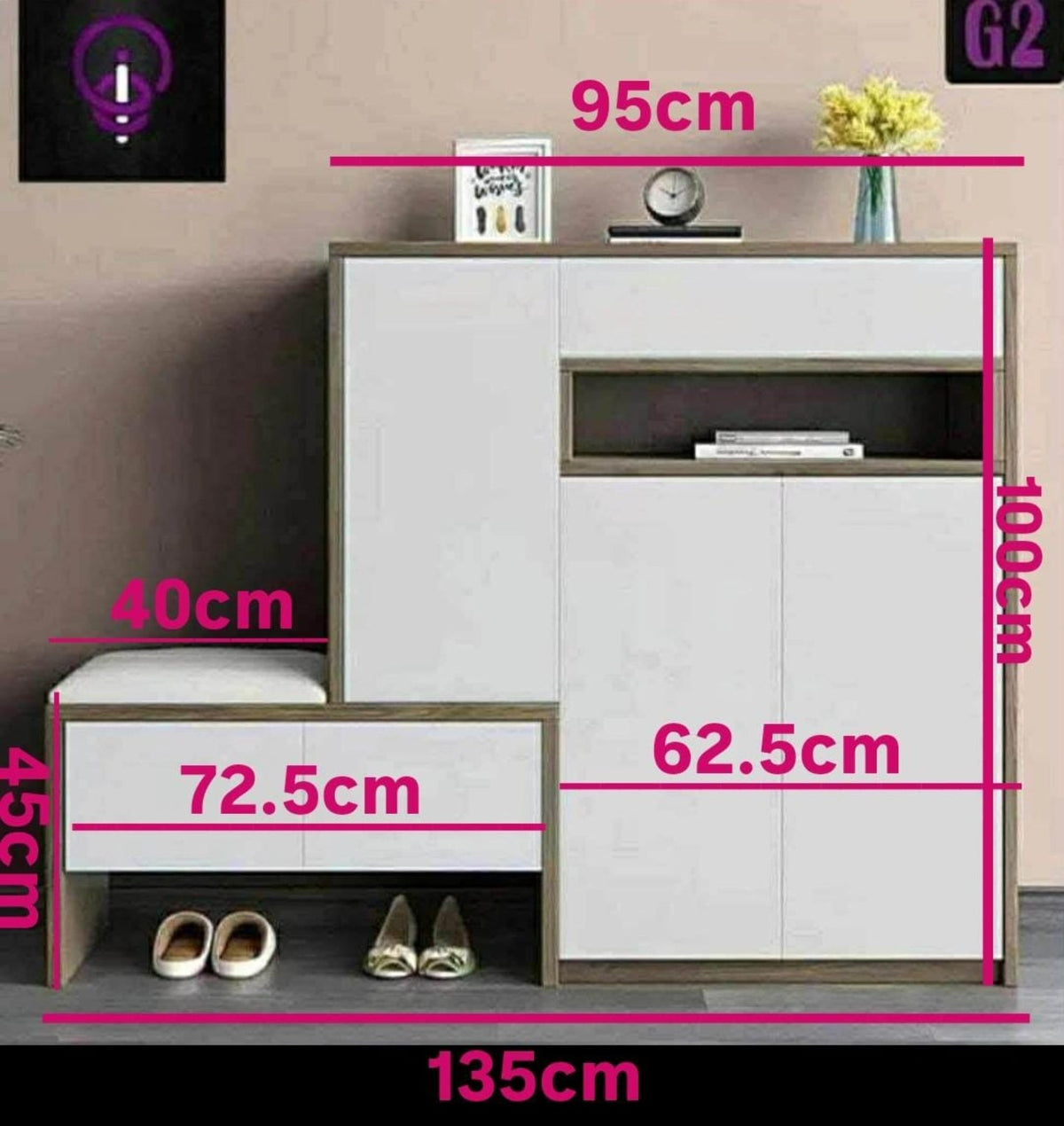 Forma Custom Shoe Cabinet dimensions 135 x 100 x 50 cm