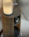Ribbon Round Side Table in natural wood by Tafaseel Home Decor