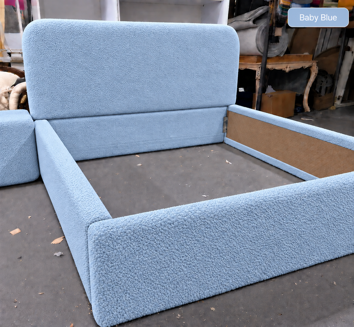 Teddy Boucle Bed — boucle headboard detail by Tafaseel Home Decor