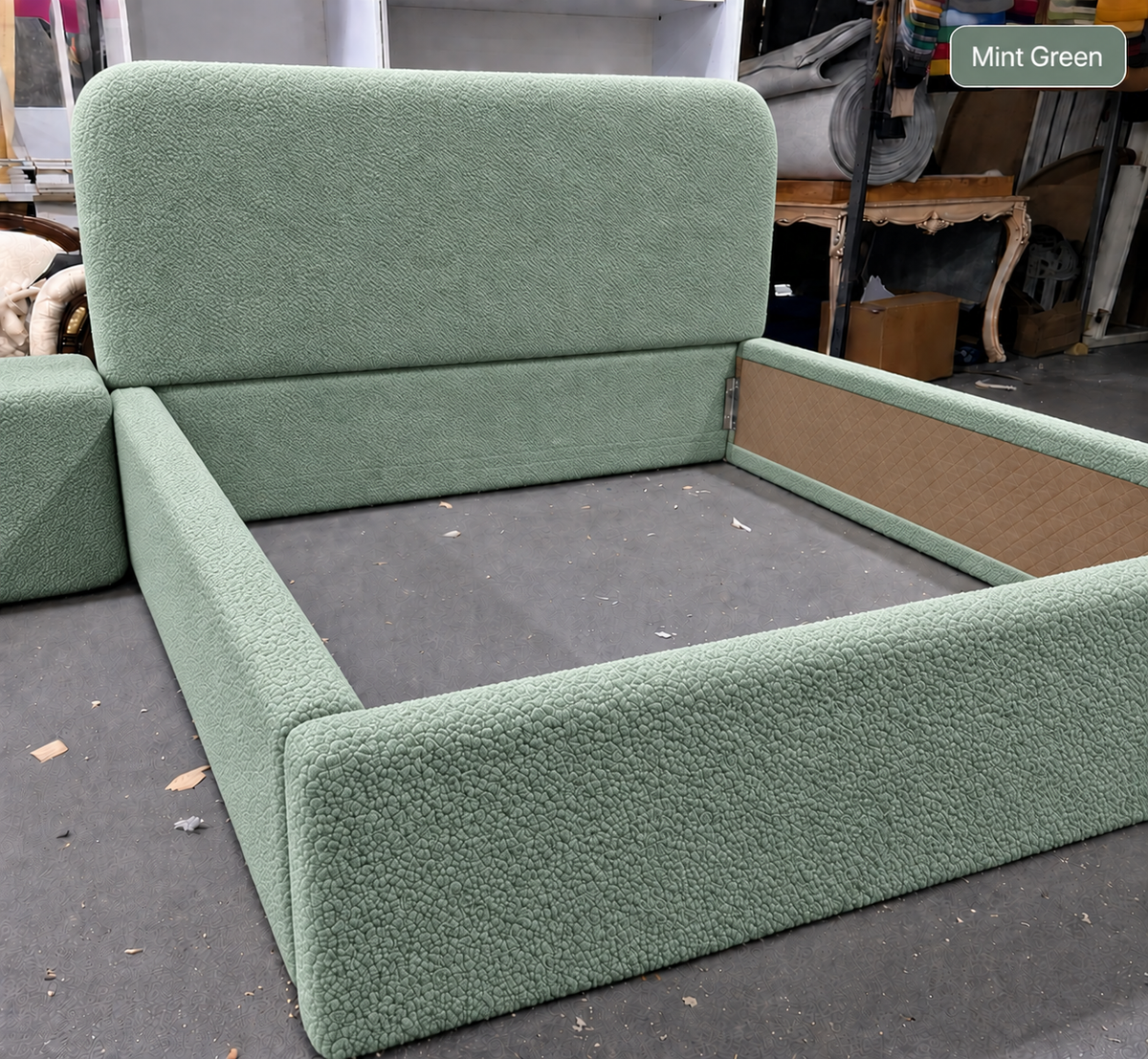 Teddy Boucle Bed — boucle upholstery detail by Tafaseel Home Decor