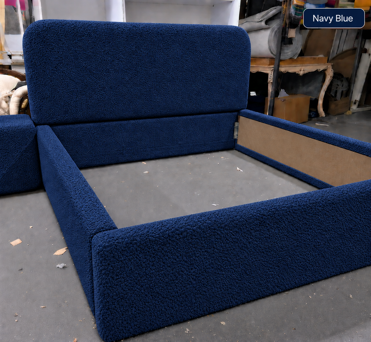 Teddy Boucle Bed — upholstered bedroom bed by Tafaseel Home Decor