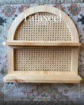 Round Rattan Electric Box Cover in beige