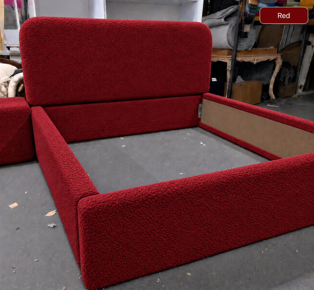 Teddy Boucle Bed — boucle bed front detail by Tafaseel Home Decor
