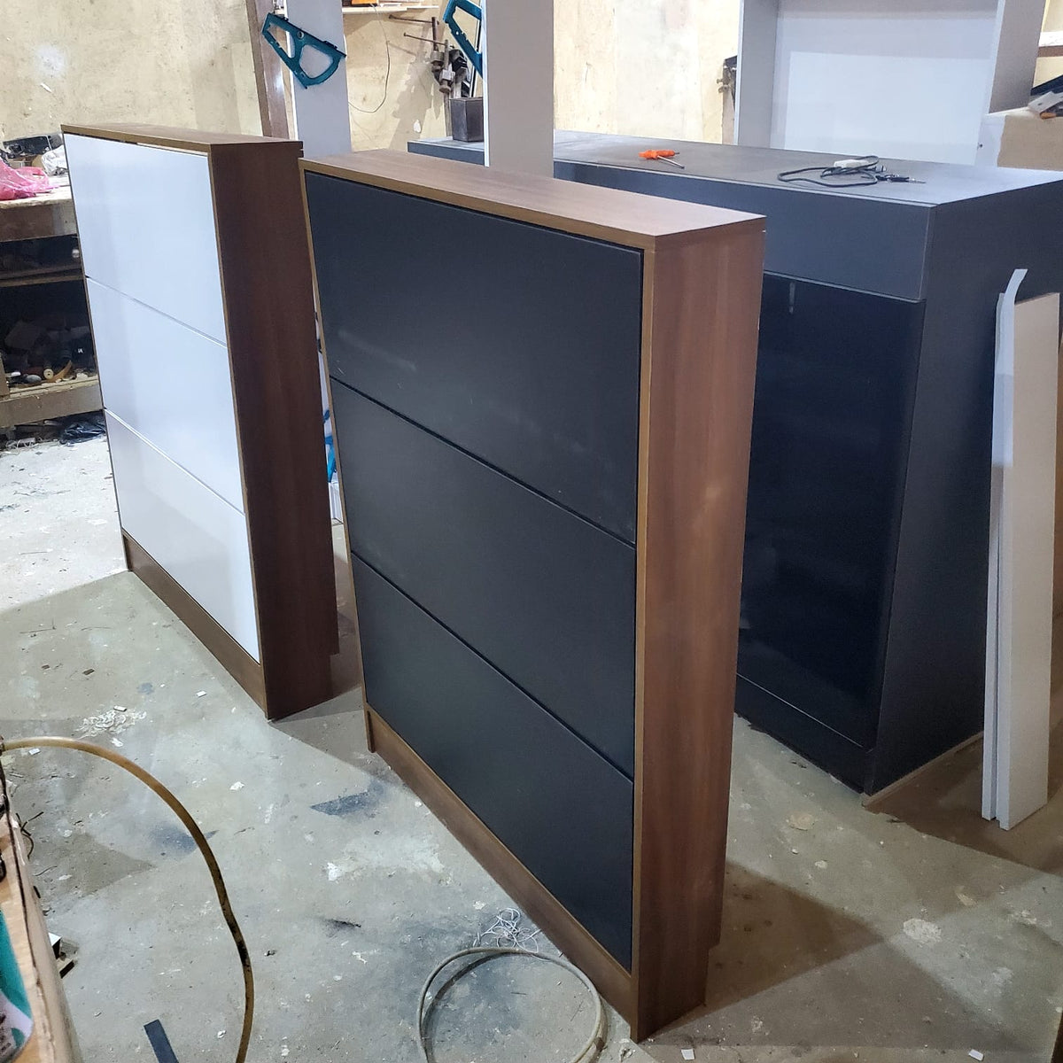 Essential MDF Shoe Cabinet in dark wood