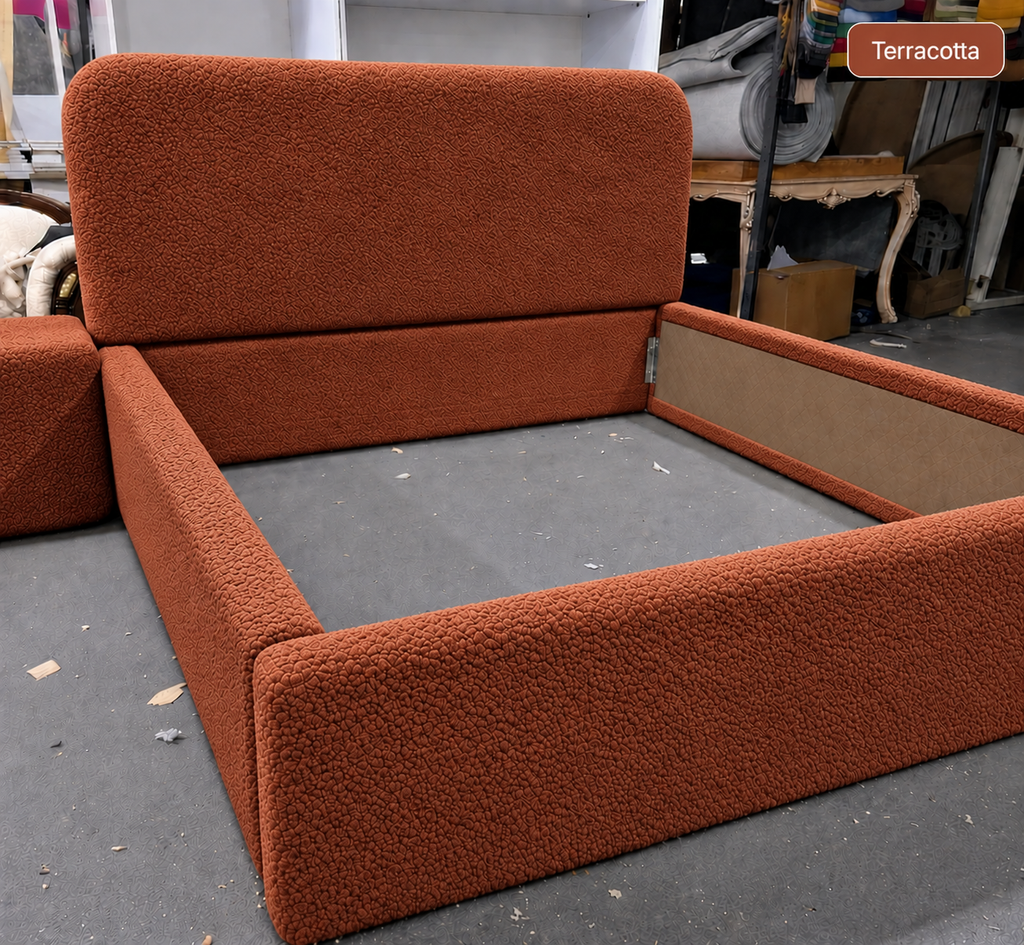 Teddy Boucle Bed — bedroom furniture detail by Tafaseel Home Decor