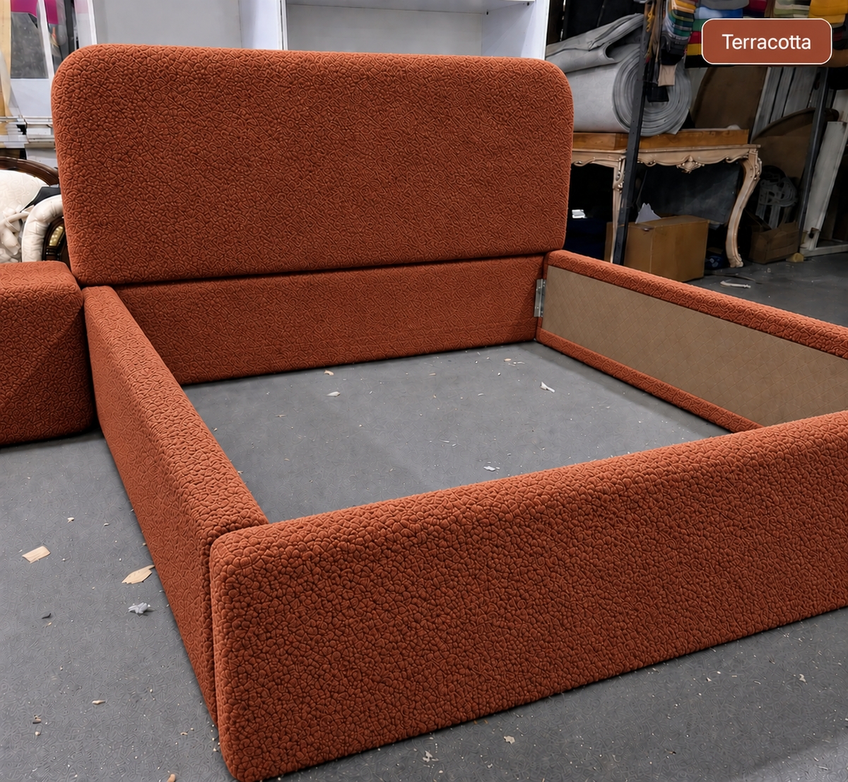 Teddy Boucle Bed — bedroom furniture detail by Tafaseel Home Decor