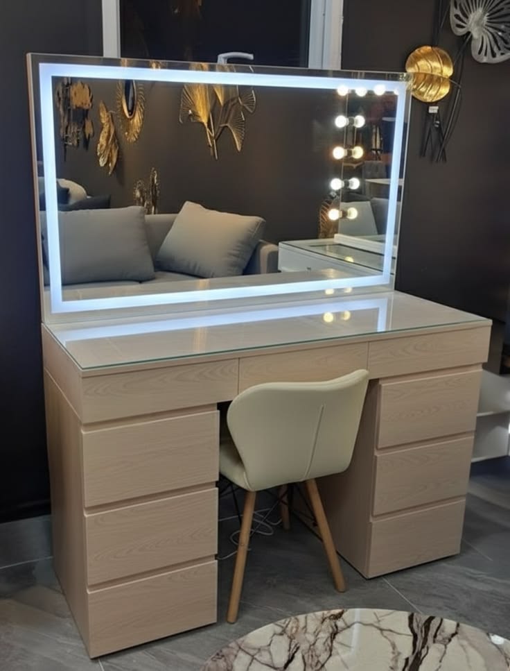 Lumière Vanity — vanity finish detail by Tafaseel Home Decor