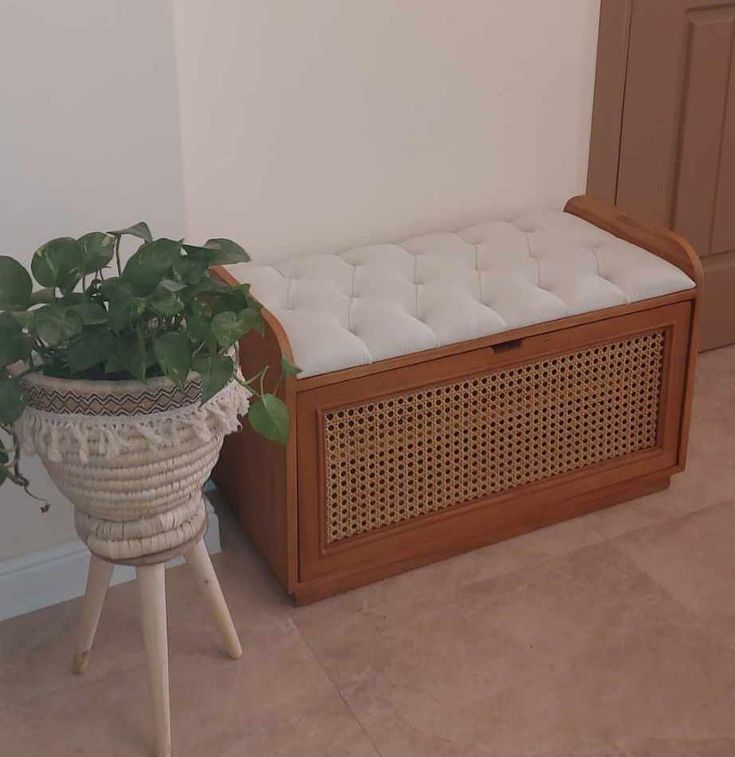 Ratan Panket & Shoe Storage — rattan shoe storage bench by Tafaseel Home Decor