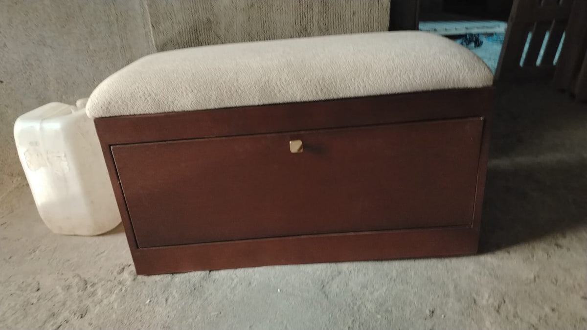 Saving Space Shoe Cabin — shoe storage bench detail by Tafaseel Home Decor
