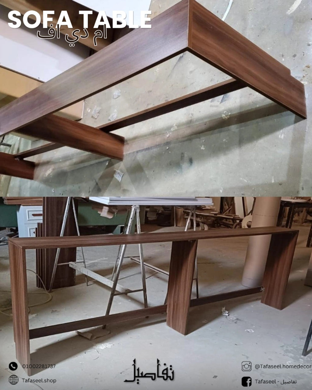 Sofa Back Table by Tafaseel Home Decor - wooden frame construction