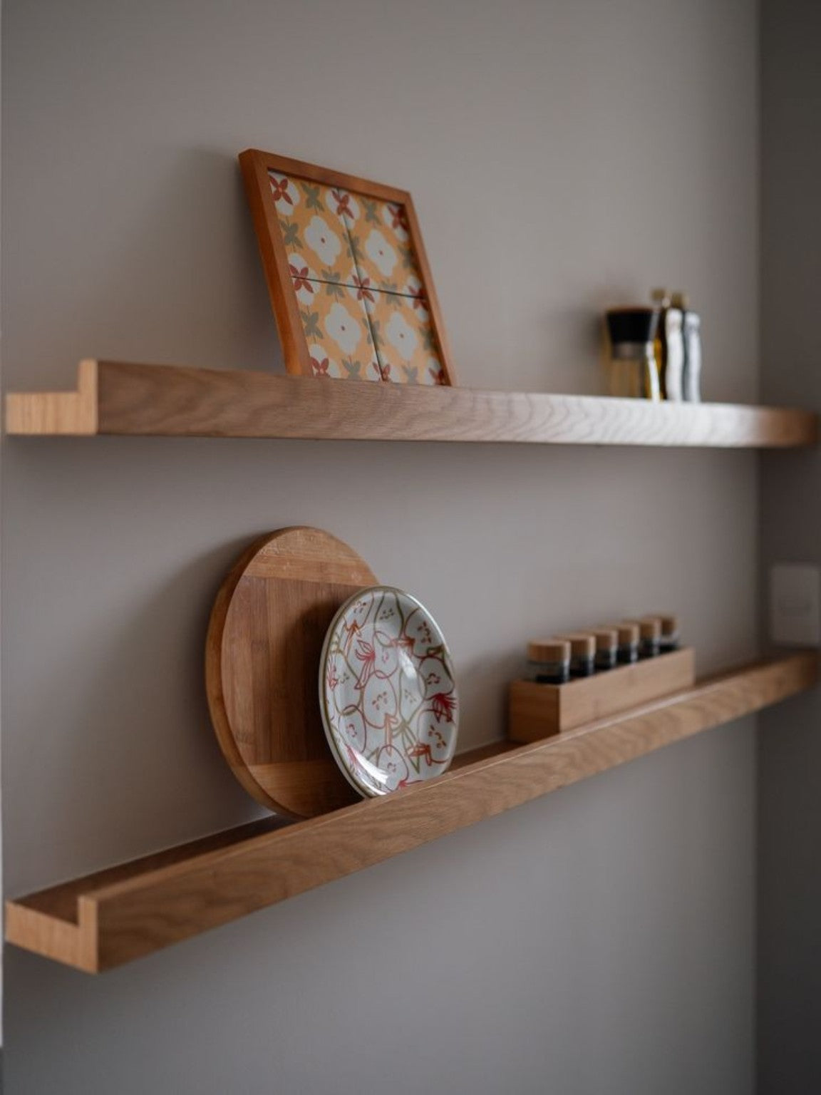 U Shape Floating Wall Shelf in dark wood